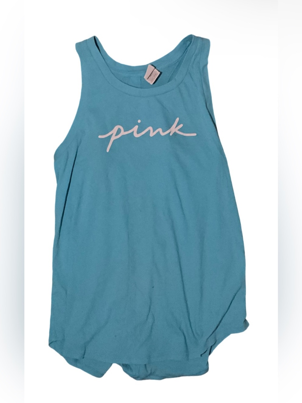 PINK Victoria’s Secret Blue Muscle Tank Open Back Logo Top M
